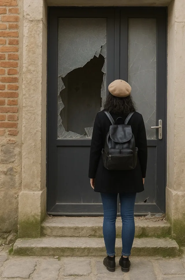 Porte d'entrée vitrée fracturée après une effraction à Toulouse